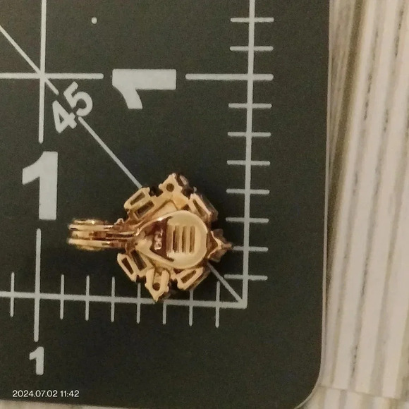 TJG Gold Tone Square Baguette Rhinestone Clip On Earrings - Picture 9 of 10